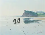 John Donaldson, Cockle picking, oil on board