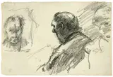 Lovis Corinth, Selbstbildnis vor dem Spiegel, Um 1920, Kreide auf Velin