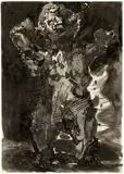 Eugen Schönebeck, Ohne Titel, 1962, Beidseitige Tuschezeichnung auf chamoisfarbenem Velin