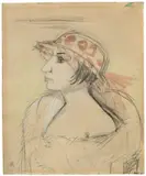 Otto Dix, Frau Dix“ („Mutzli“) / Selbstbildnis, 1923, Aquarell, Deckweiß und Bleistift auf Papier