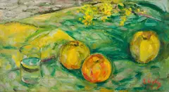 Miloslav Holý, Still Life with Apples and Glass, 1936, oil on canvas
