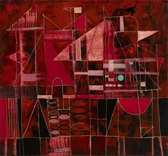 Jitka Kolinska, Fregata (Red), 1959, oil on canvas