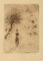 Bohuslav Reynek, Road in Winter, 1960, drypoint, paper