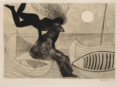 Jitka Kolinska, Dream, 1958, monotype, etching, paper
