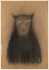 Alén Diviš, The Black Tomcat, 1950s, charcoal, paper