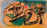 Karel Appel, Children in the Grass, 1957, Crayon on cardboard