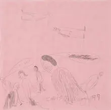 Chris Johanson, Untitled (Faces), 1999, Double-sided ink on paper (pencil on the reverse)