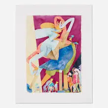 Deep Purple Dance by Gladys Nilsson, 1984, watercolor on paper, sold Mar 2022