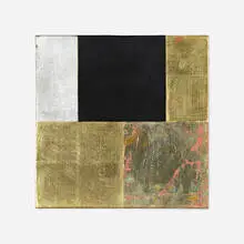 Mary Obering, Mine, 1981, gold leaf, silver leaf and gesso on panel