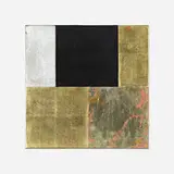 Mary Obering, Mine, 1981, gold leaf, silver leaf and gesso on panel