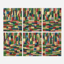 Mary Obering, Robes, 1978, mixed media on six panels