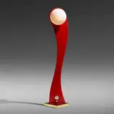 Floor lamp by Modern, c. 1960, lacquered composite, milk glass, brass, sold Mar 2022