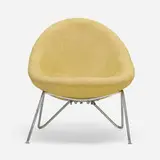 Chair by Pierre Paulin, c. 1965, zinc-plated steel, upholstery, sold Mar 2022