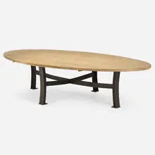 Industrial, Monumental dining table, c. 2010, oak, steel