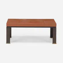 Nicholas Mongiardo, Custom coffee table, c. 2014, bronze, leather
