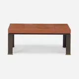 Nicholas Mongiardo, Custom coffee table, c. 2014, bronze, leather