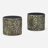 Adrian Pearsall, Drum tables, pair, c. 1965, resin over wood, laminate