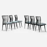 Maurizio Tempestini, Dining chairs, set of six, c. 1940, lacquered wood, upholstery