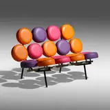 George Nelson & Associates, Marshmallow sofa, vinyl, enameled steel, chrome-plated steel, aluminum