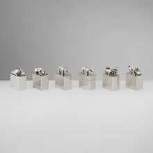 Derek T. Birch, Animal pill boxes, set of six, 1977, sterling silver parcel-gilt