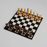 Arthur Elliott, Universum Space Age chess set, 1958, maple, walnut, brass