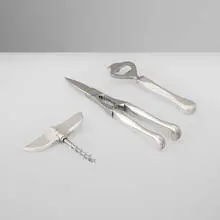 Bulgari, Three-piece bar set, c. 2000, sterling silver, stainless steel