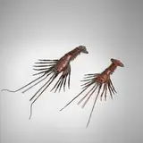 Gukei, Articulated okimonos of spiny lobster, set of two, patinated copper