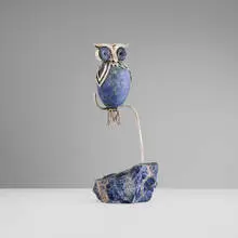 Lalaounis, Untitled (Owl Sculpture), c. 1975, .800 silver, sodalite