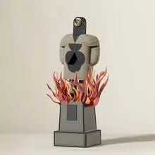 Untitled (Cyclops in Flames) by Irving Harper, painted paper construction with doll eye, sold Jan 2016