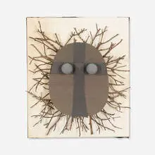 Untitled (Mask) by Irving Harper, mixed media and painted paper construction, sold Jan 2016