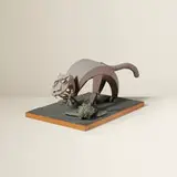 Irving Harper, Untitled (Cat with Bird), painted paper construction on a wood base