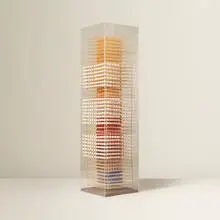 Irving Harper, Untitled, wood and paper construction suspended in acrylic box