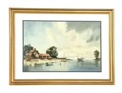 Sidney Vale, Untitled, watercolour 35 x 51cm and six other landscape and town views by the same hand