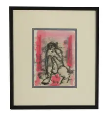 John Emanuel, Untitled, print and oil 20.5 x 15cm