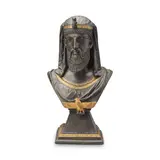 Anatole J. Guillot, late 19th/early 20th century bronzed and parcel gilt spelter bust of a Pharaoh, parcel gilt spelter