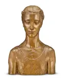 Robert Wlérick, patinated bronze bust of 'Jenny', patinated bronze