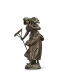 Auguste Moreau, patinated bronze figure of 'Autumne', patinated bronze