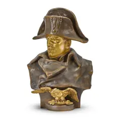 Renzo Colombo, late 19th century bi-colour patinated and parcel gilt bronze bust of Napoleon, parcel gilt bronze