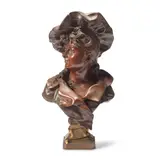 Antoine Nelson, patinated bronze bust of a maiden entitled 'Fantasia', patinated bronze