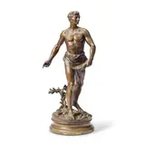 Adrien Étienne Gaudez, patinated bronze figure of 'Semeur', patinated bronze