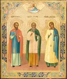 Russia, Vladimir provinces by Guriy and Aviv Icon of the Saints Samon, c.1900, finely painted on a gilt-ground, offered Apr 2025