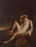 Classical landscape with reclining nude by English School, oil on canvas, sold Feb 2025