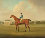 John Nost Sartorius, Biddick with jockey up, by Doncaster racecourse, oil on canvas