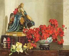 Herbert Davis Richter, A study in Scarlett, oil on canvas