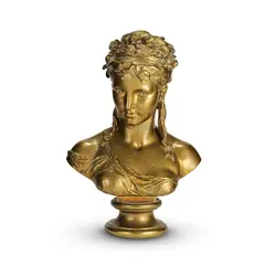 Henry Étienne Dumaige, late 19th/early 20th century French gilt bronze bust of a maiden, gilt bronze
