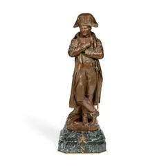 unusual patinated and part enamelled bronze figure of Napoleon by Émile Pinedo, bronze, sold Feb 2025