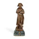 Émile Pinedo, unusual patinated and part enamelled bronze figure of Napoleon
