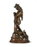 Emmanuel Frémiet, patinated bronze figure of 'Jeanne D'Arc A Genoux', patinated bronze