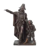 Théodore-Martin Hébert, patinated bronze figural group depicting a huntsman and a young boy in 17th century dress, patinated bronze