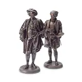 Jean-Jules Salmson, pair of patinated bronze figures of Sir Joshua Reynolds (British 1723-2792) and William Hogarth (British, 1697-1764), patinated bronze